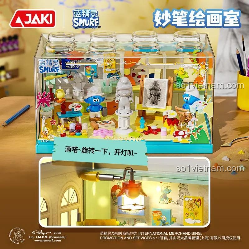Chi tiết mô hình Bộ Lắp Ghép Smurf - Xưởng Vẽ Kỳ Diệu JAKI HK320
