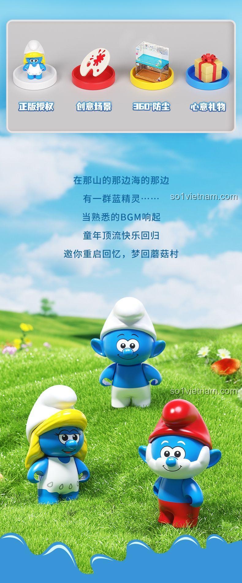 Cảnh trong mô hình Bộ Lắp Ghép Smurf - Xưởng Vẽ Kỳ Diệu JAKI HK320