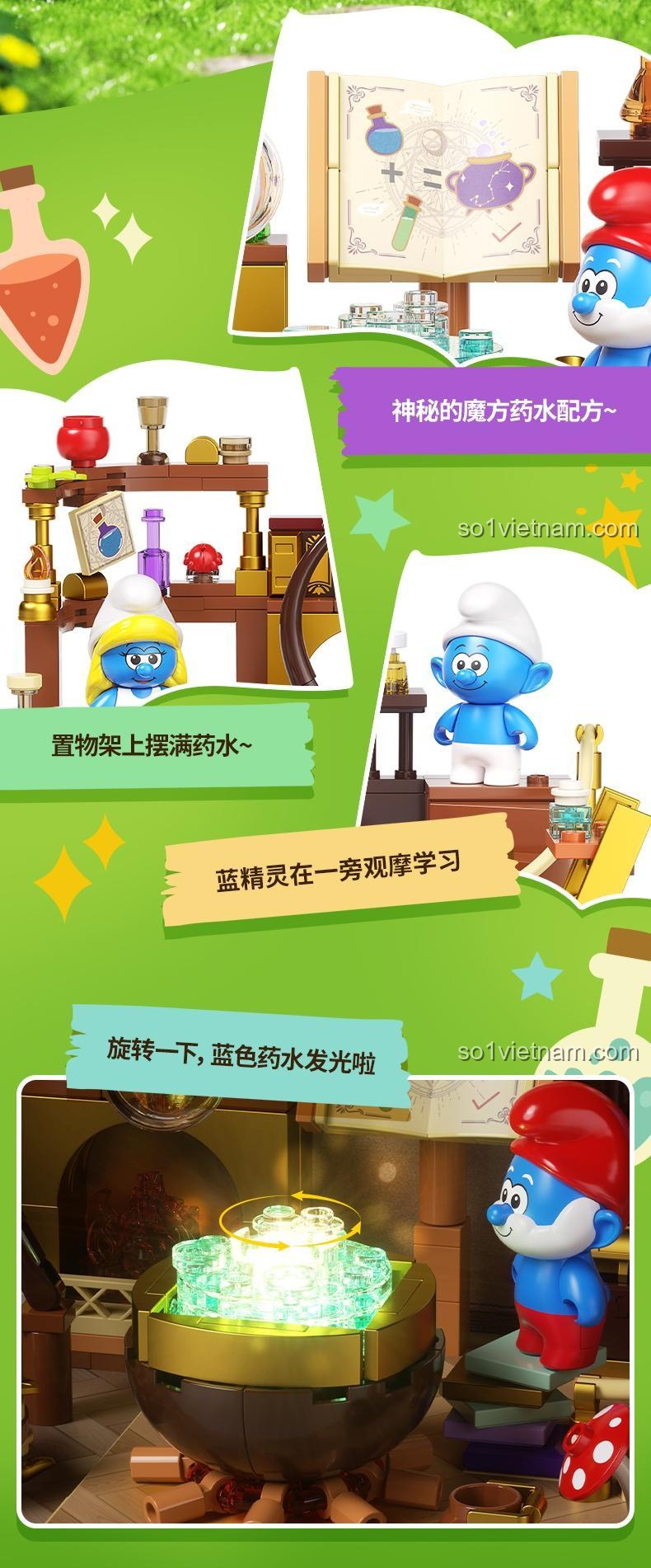 Cảnh trong mô hình Bộ Lắp Ghép Smurf - Xưởng Vẽ Kỳ Diệu JAKI HK320