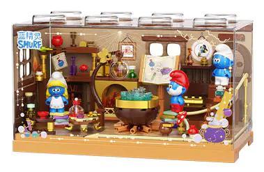 Mô hình Smurf: Nhà Thuốc Phép Thuật JAKI HK321, bộ lắp ghép Smurf, đồ chơi giáo dục cho bé 8 tuổi, có đèn LED, hộp trưng bày chống bụi