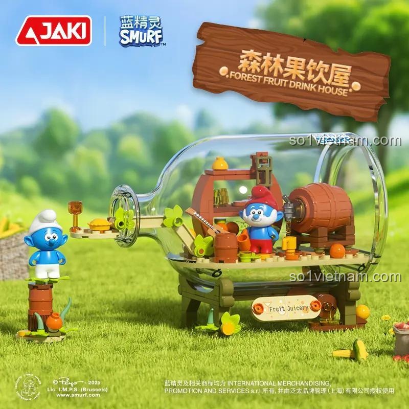 Bộ lắp ráp Smurf Forest Fruit Drink House HK322 JAKI, đồ chơi sáng tạo cho bé 8+