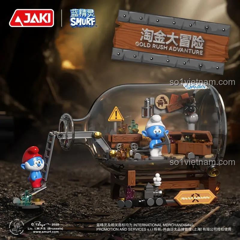 Chi tiết bộ lắp ghép Smurf Gold Rush Adventure JAKI HK323, đồ chơi mô hình cho bé 8 tuổi