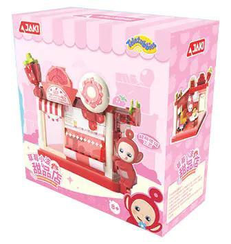 Bộ lắp ghép Teletubbies - Tiệm Bánh Dâu Tây Po JAKI HK508, Mô hình Tiệm Bánh Dâu Tây Po dễ thương, đồ chơi lắp ghép cho bé gái 8 tuổi, màu hồng đỏ trắng, kích thước 11.2x12.5x10.8 cm