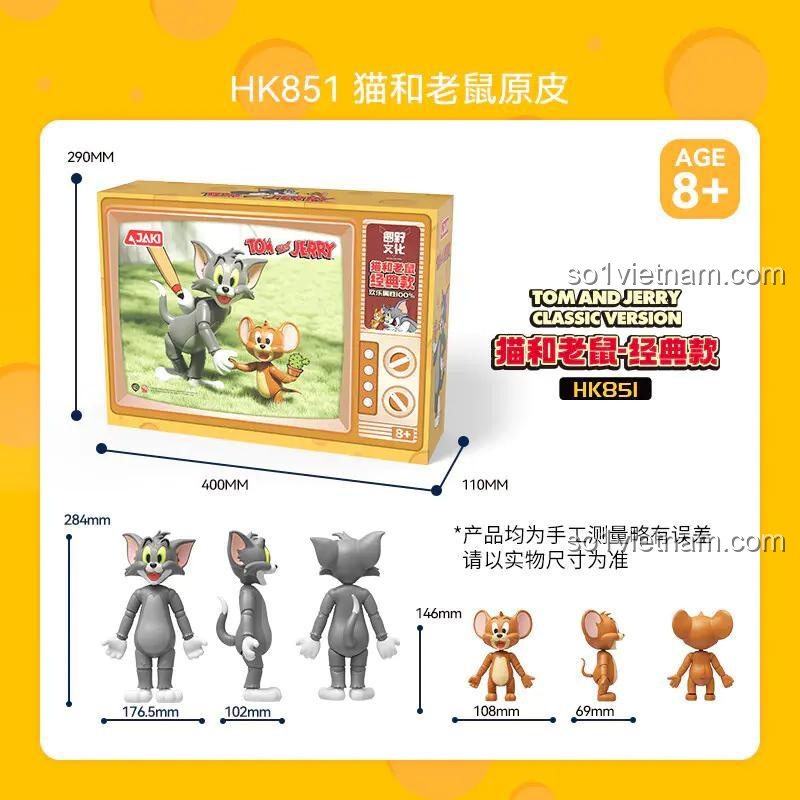 Kích thước hộp sản phẩm figure Tom và Jerry Classic Version JAKI HK851