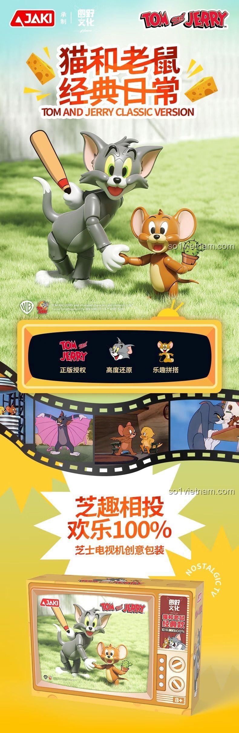 Kích thước mô hình Tom và Jerry Classic Version JAKI HK851