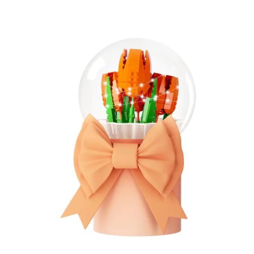 Bộ lắp ghép Bó hoa tulip JAKI JK20231 Hộp Quà Bó Hoa Tulip Cam Có Đèn LED, quà tặng lãng mạn cho con gái 14 tuổi, giá tốt