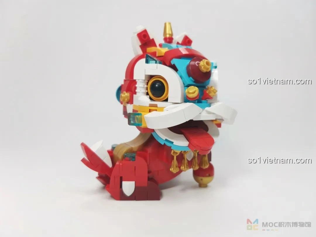 Mô hình JAKI JK20236 Sư Tử Thức Tỉnh Ban Phúc đã hoàn thiện, nhìn nghiêng với tư thế ngồi đáng yêu và chi tiết.