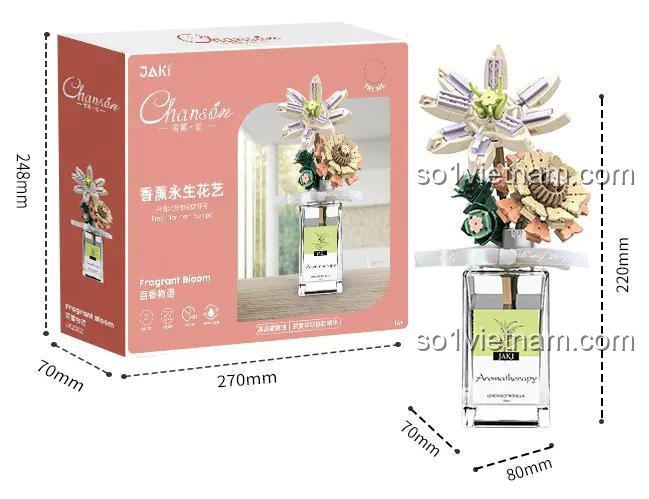 Hoa Tinh Dầu Thơm JK 2502, Mô Hình Hoa Trang Trí JAKI, Bình Hoa Thơm 2502, hộp sản phẩm, chất lượng cao