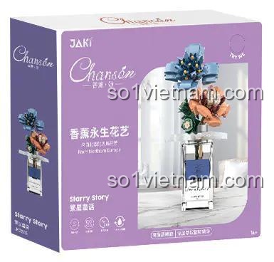 Mặt trước hộp JAKI JK2503 Nghệ Thuật Hoa Vĩnh Cửu Thơm, bộ xếp hình Hoa trang trí 2503, món quà ý nghĩa cho con gái 8 tuổi
