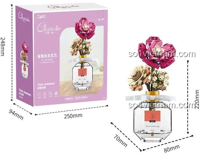 đồ chơi xây dựng JAKI JK2507, bộ xếp hình Bình Hoa Anemone với kích thước chi tiết, đáng tiền cho con gái 14 tuổi