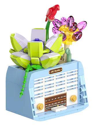 Bộ lắp ghép Đài Radio Thực Vật Hạnh Phúc JAKI JK2717, mô hình trang trí thiết kế retro độc đáo, phù hợp bé gái 8 tuổi, giá tốt.