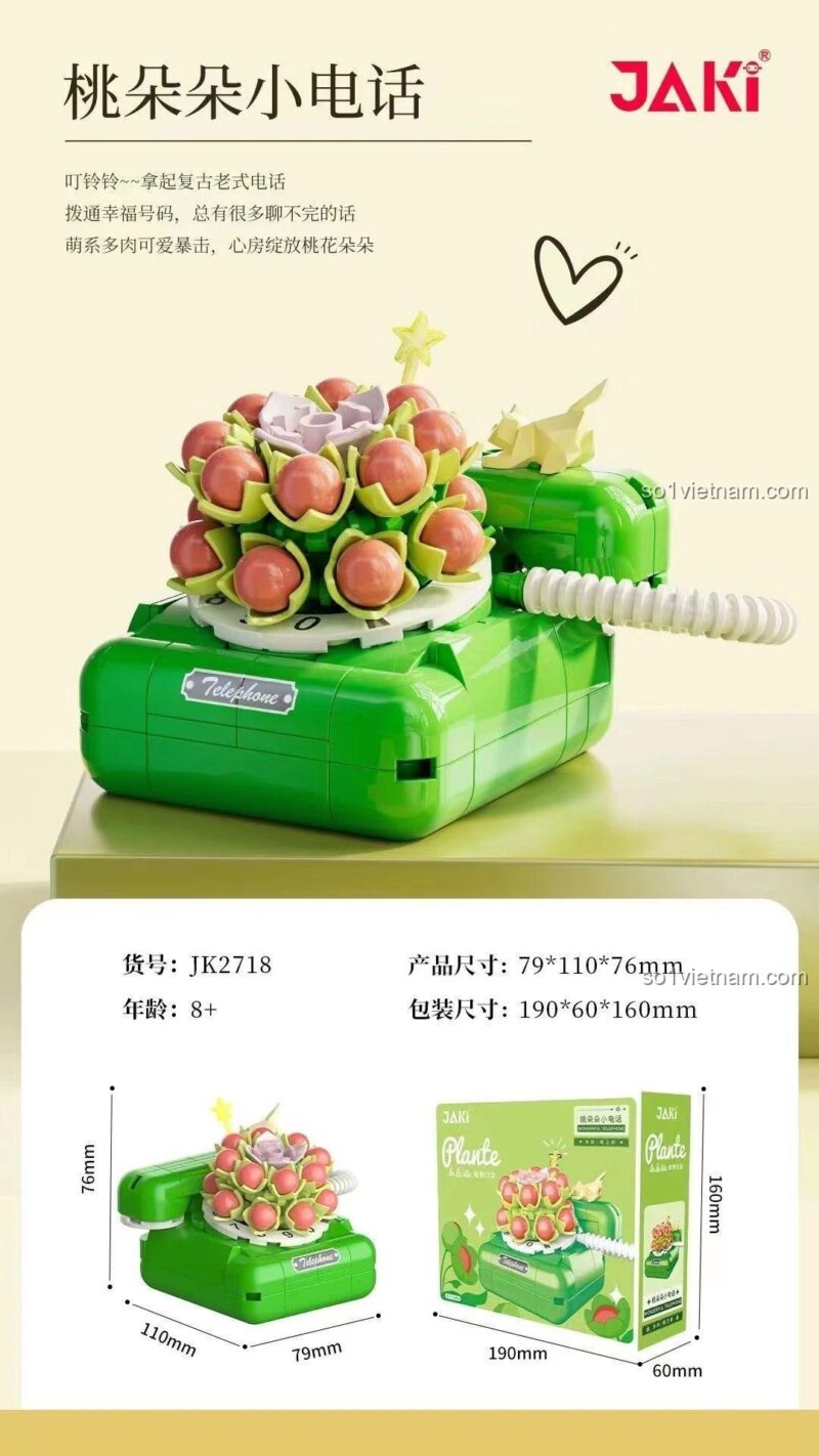 Kích thước mô hình Điện thoại trang trí JAKI JK2718, chi tiết rõ ràng, phù hợp bé gái 6 tuổi, tiết kiệm