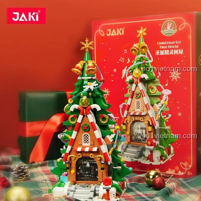 Tính năng hộp nhạc quay tay của mô hình JAKI JK5128, phát ra giai điệu 'We wish you a Merry Christmas'.