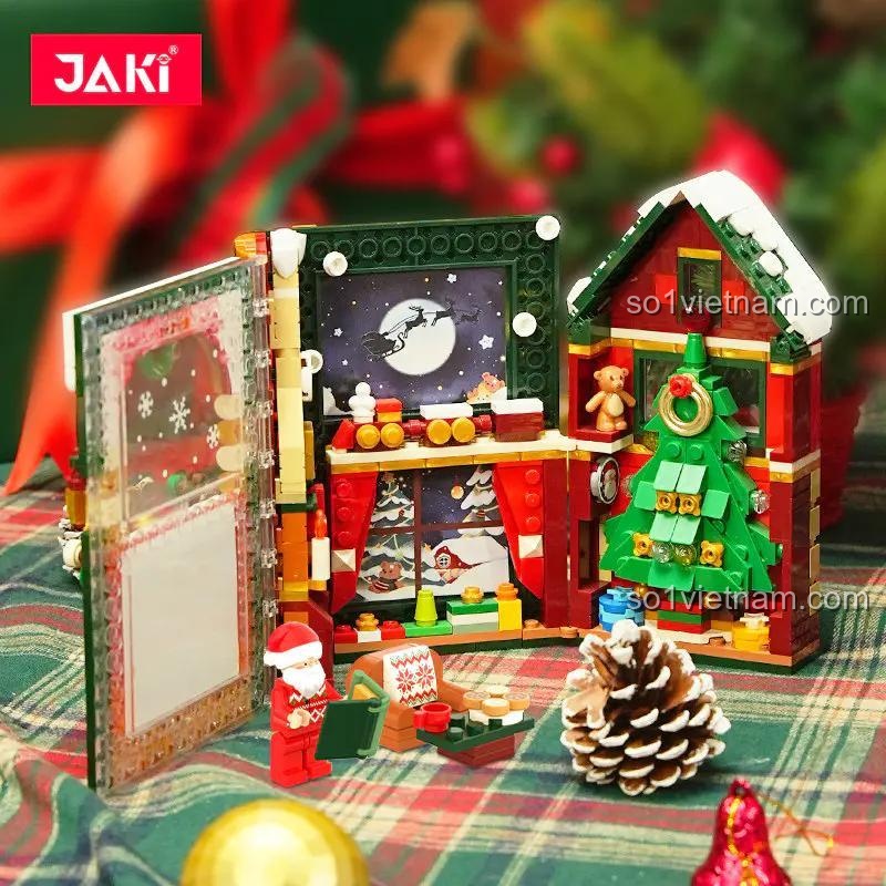 Toàn cảnh Mô hình Ngôi nhà Giáng Sinh trong sách JK5155 khi mở ra, một món đồ chơi trang trí Noel độc đáo.