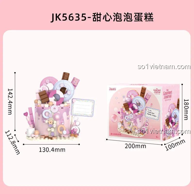 Bộ Lắp Ghép Bánh Kem Ngọt Ngào JAKI JK5635 - Kích thước mô hình và hộp