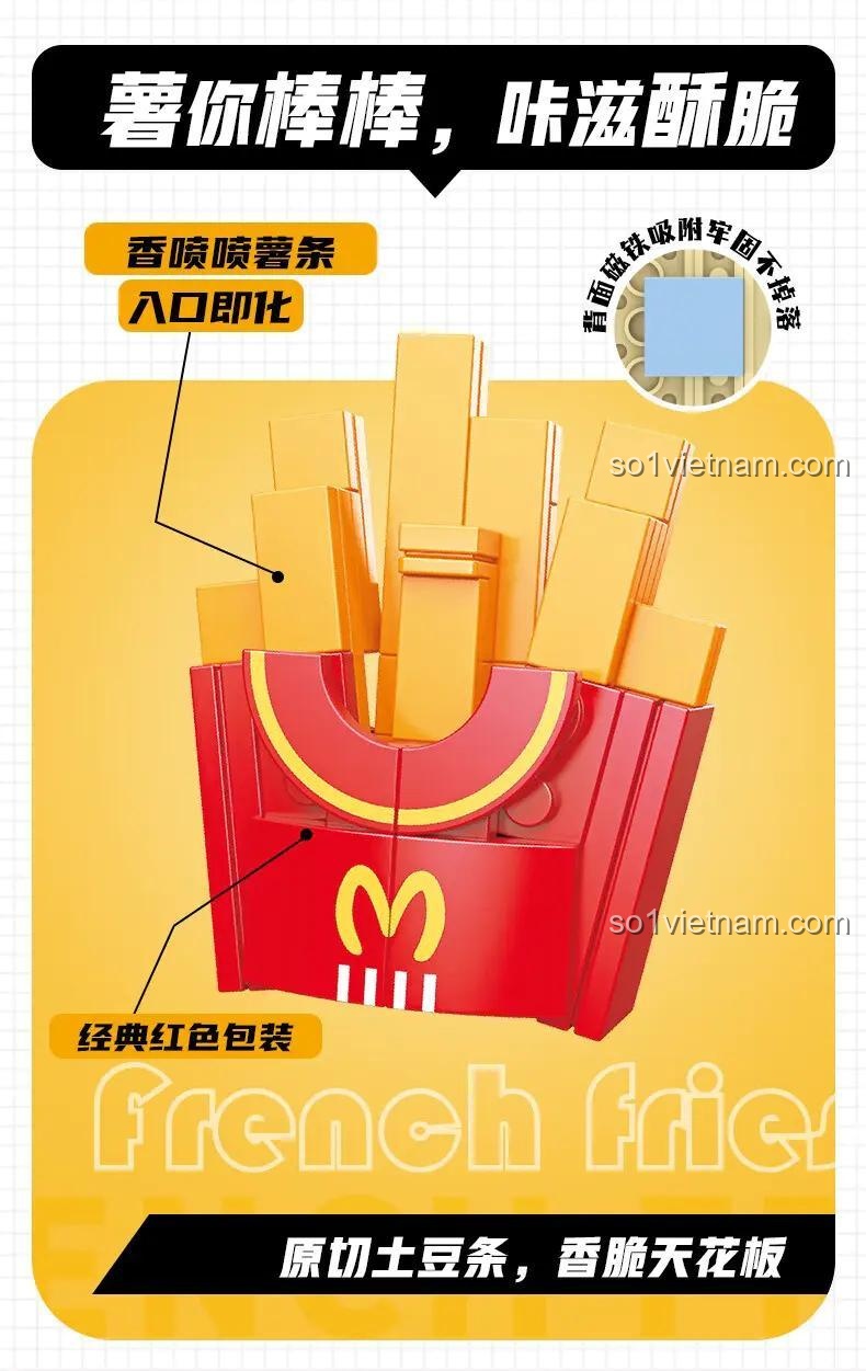 Chi tiết mô hình đồ ăn JAKI JK5656, nam châm tủ lạnh hình khoai tây chiên, chất lượng cao, giá rẻ.