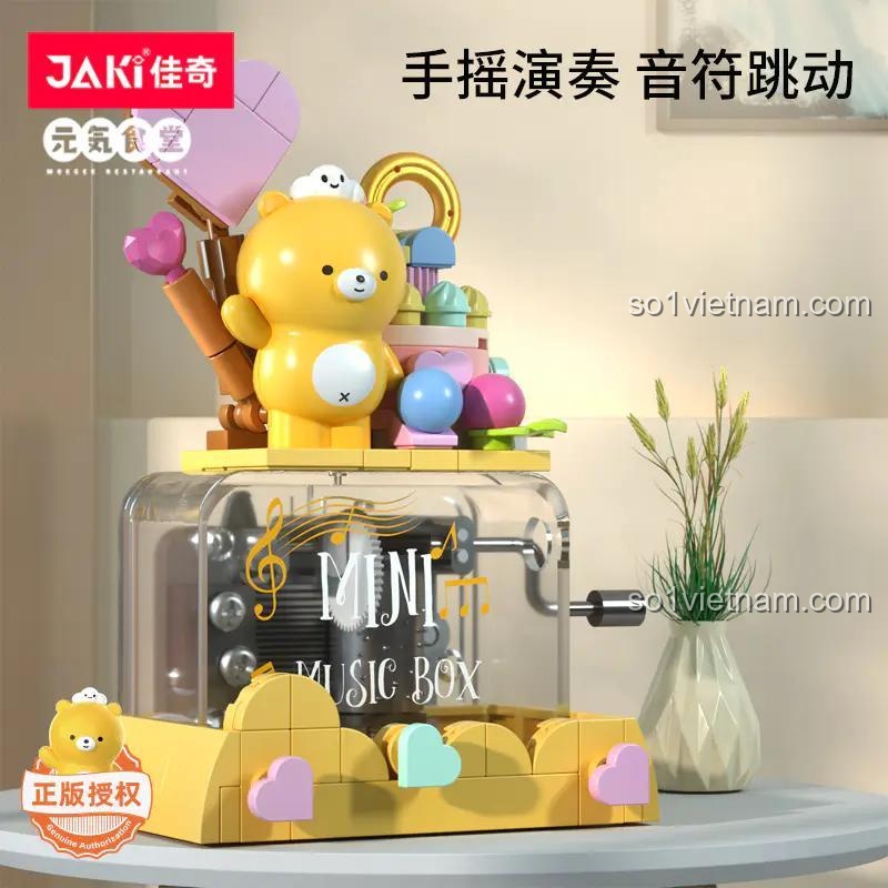 Mô hình Hộp nhạc gấu David tiệc ngọt ngào JAKI JK6201 có thể quay tay