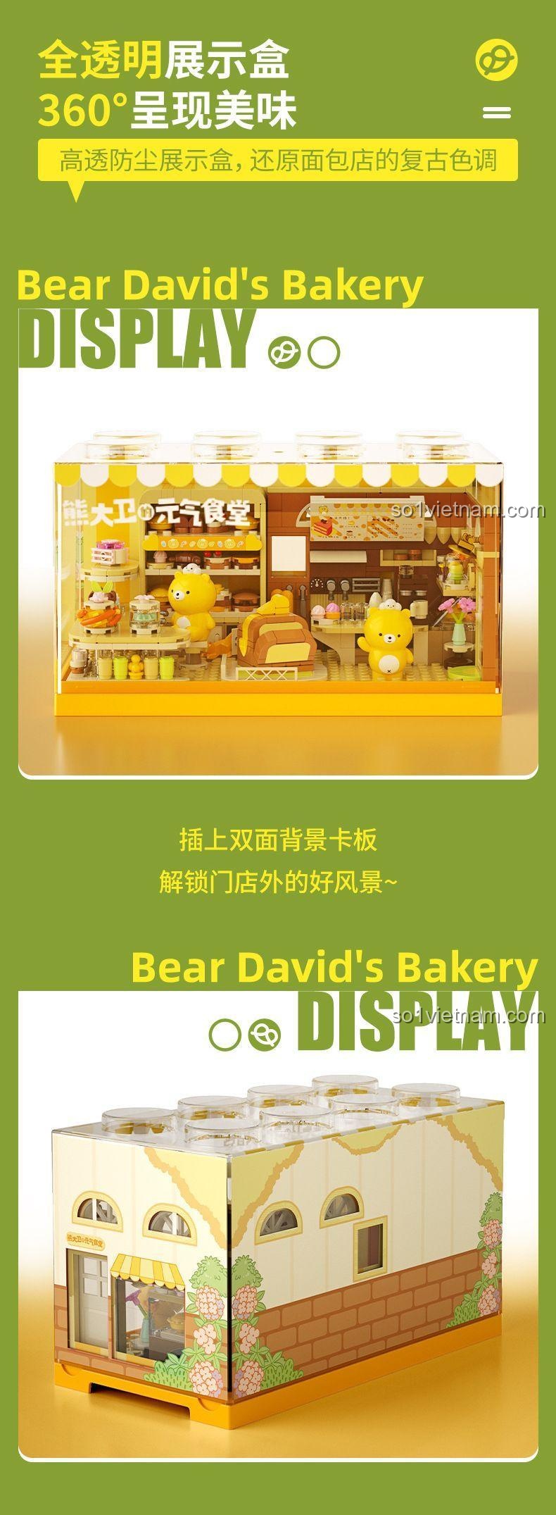 Các loại bánh ngọt được trưng bày trong mô hình tiệm bánh của Gấu David JAKi JK6218