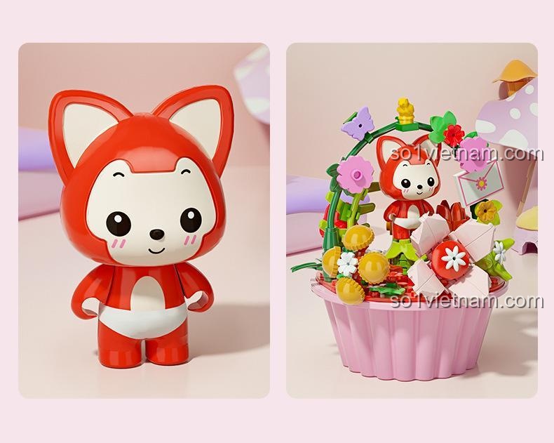 Bộ xếp hình JAKI JK 6502 Cupcake Cáo Ali đáng yêu, một phong cách riêng. Bánh cupcake giấy A Li ra lò, ăn vào là vui ngay.