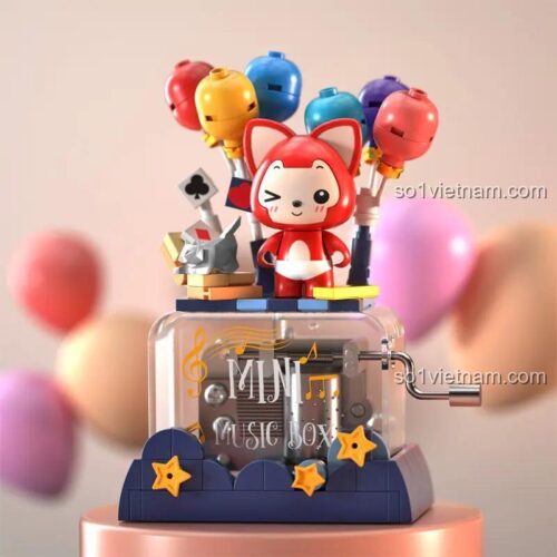 Bộ lắp ghép Hộp nhạc Ali the Fox màu hồng, JAKI JK6506, đồ chơi âm nhạc cho bé gái