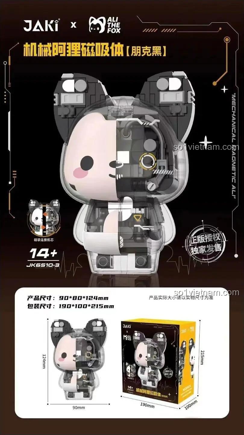 Chi tiết mô hình Cơ Khí Ali Từ Tính JAKI JK6510-3, đồ chơi xây dựng cho bé trai 14 tuổi, thể hiện cấu trúc cơ khí bên trong