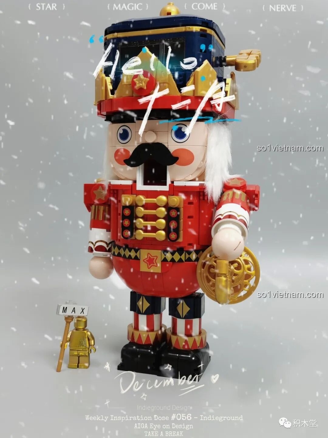 Cận cảnh mô hình Hoàng Tử Kẹp Hạt Dẻ JAKI JK8225 oai vệ, một món đồ chơi trang trí Noel độc đáo.