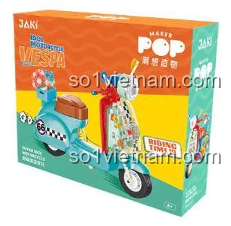 Hộp bộ đồ chơi JK8325-2 Xe Scooter Vespa Trong Suốt màu xanh lơ, có đèn LED, đáng tiền cho bé gái 8 tuổi