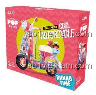 Hộp đồ chơi mô hình xe máy tay ga retro JAKI JK8325-3, món quà sáng tạo cho con gái 8 tuổi.