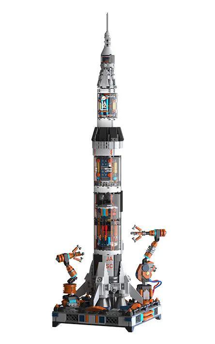 Mô hình Tên lửa Nặng Tầm Cao JAKI JK8509 cao 71cm, chân đế phóng tên lửa chi tiết, cánh tay robot hỗ trợ, đồ chơi xây dựng cho bé 14 tuổi