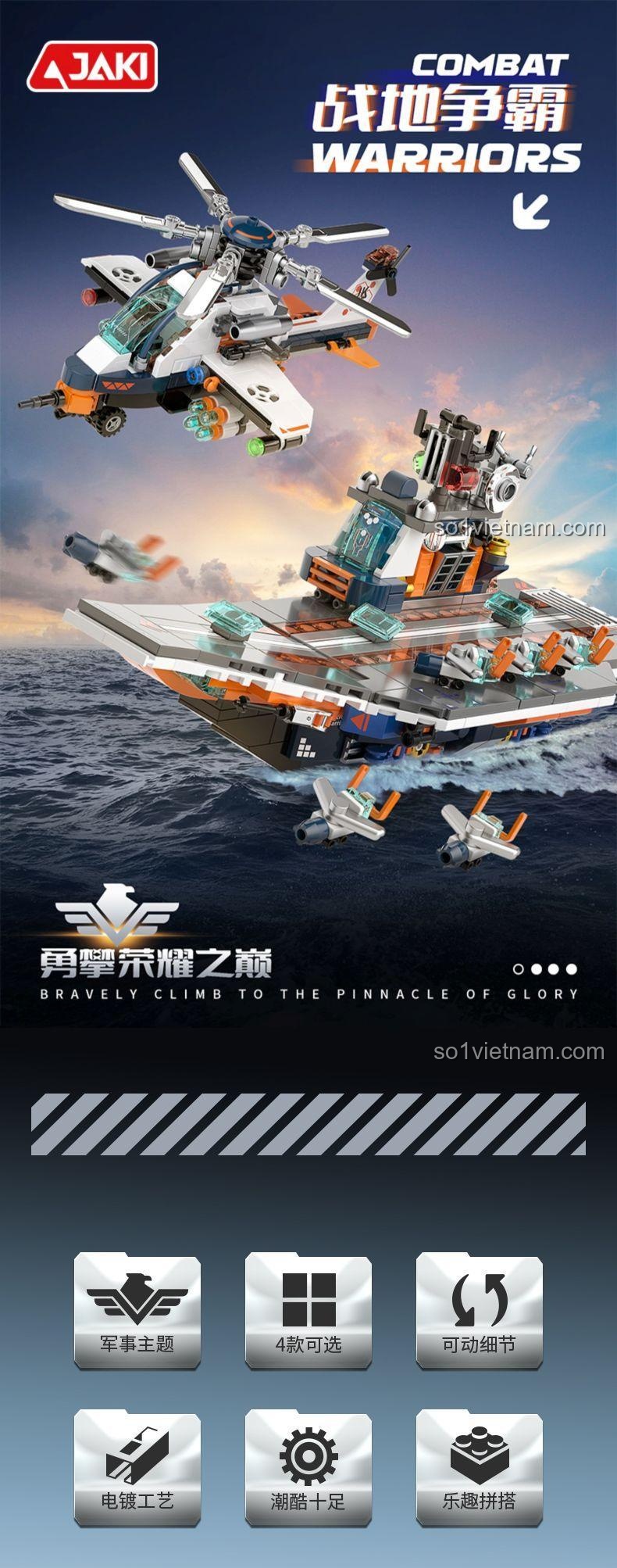 Mô hình Tàu Sân Bay Siêu Hạt Nhân JAKI JK8562 với máy bay