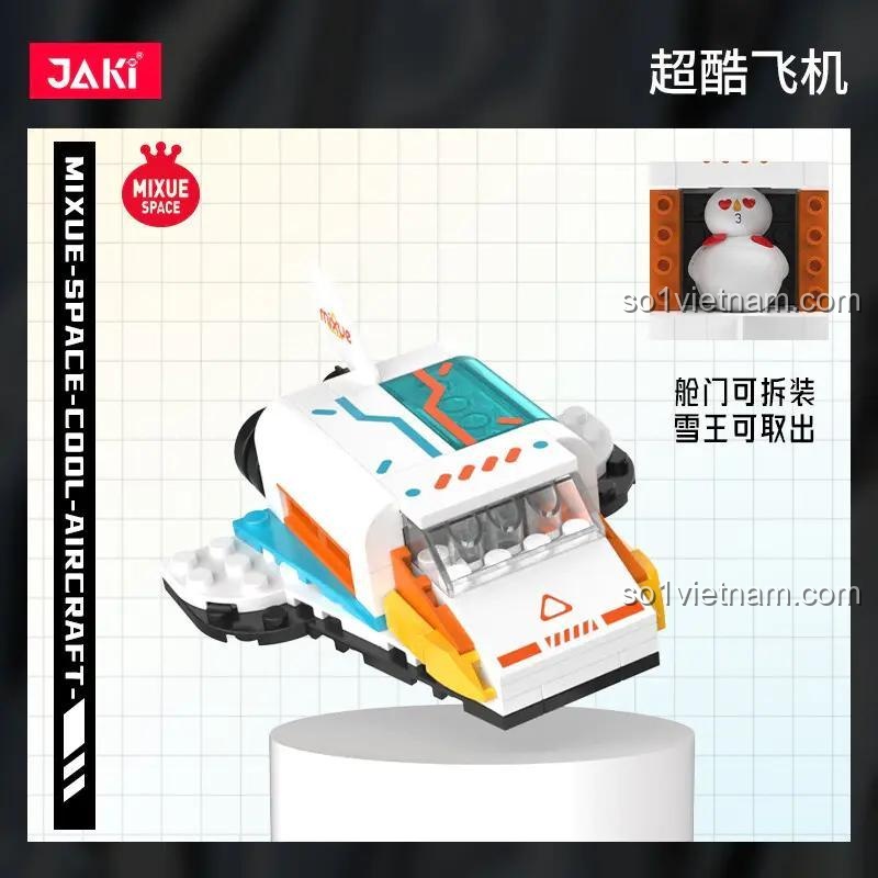 Hộp bộ lắp ghép JAKI XWZB-23015 Máy bay không gian Snow King, có minifigure Snow King, đồ chơi xếp hình cho bé trai 6 tuổi, giá tiết kiệm.