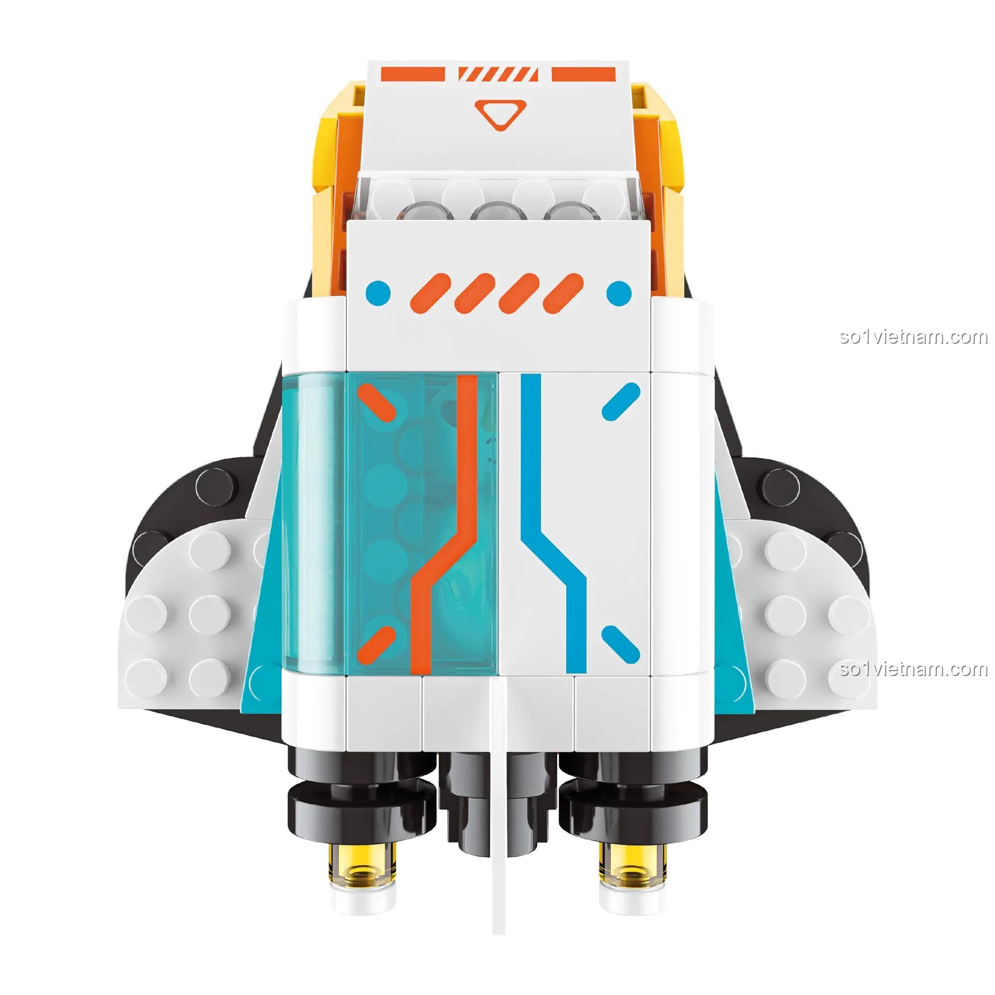 Mô hình máy bay Snow King JAKI XWZB-23015 nhìn từ phía sau, đồ chơi lắp ghép cho bé trai 6 tuổi, khám phá vũ trụ, giá hời.