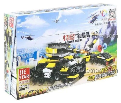 Hộp bộ đồ chơi xe tăng tấn công đặc nhiệm phi hổ JIESTAR 20075, 305 chi tiết, lắp ráp 12 mẫu, dành cho bé trai 6 tuổi