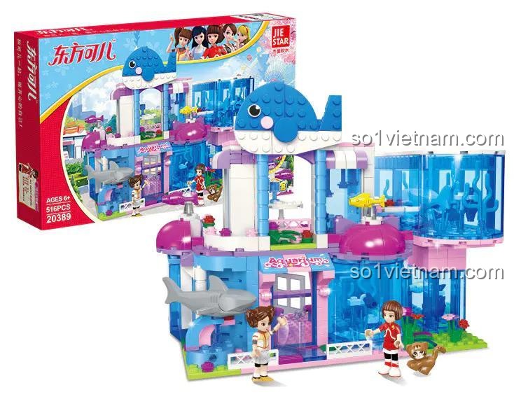 Hộp sản phẩm JIESTAR 20389 Thế giới Thủy Cung Mơ Mộng, 516 mảnh, 6+ tuổi, màu hồng và xanh dương