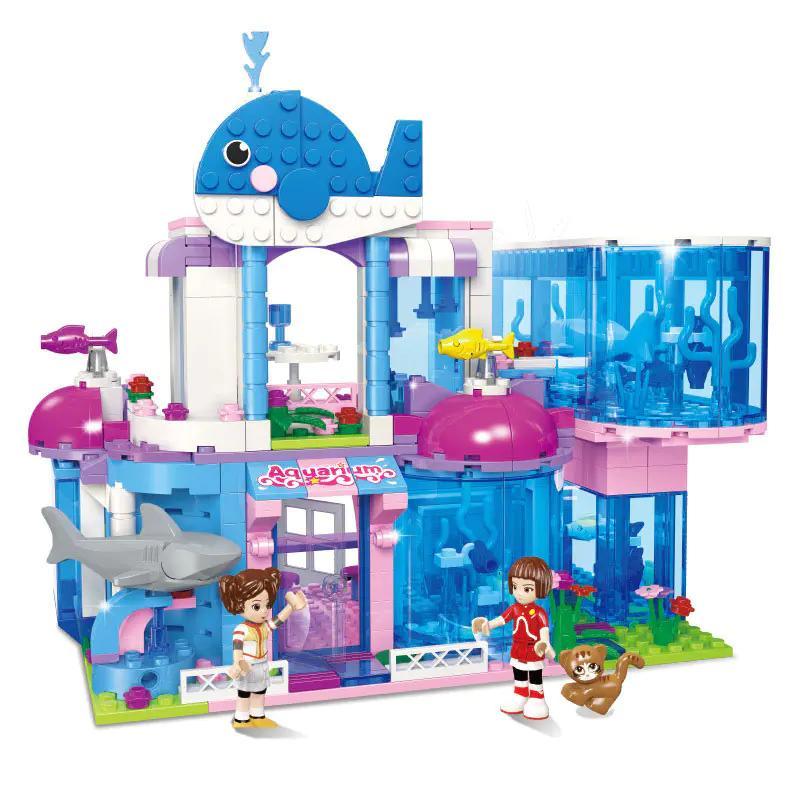 Mô hình JIESTAR 20389 Thế giới Thủy Cung Mơ Mộng với 516 mảnh ghép, màu hồng và xanh dương chủ đạo, dành cho bé gái 6 tuổi