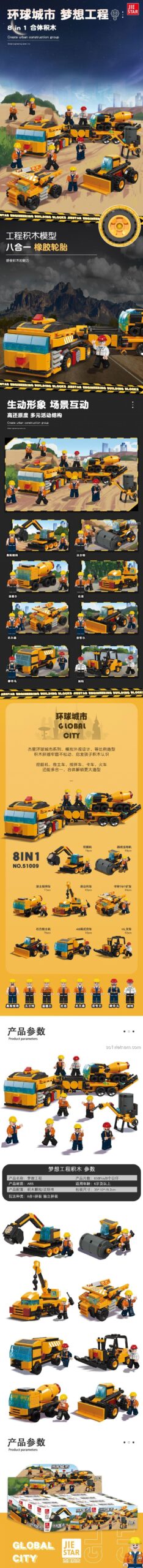 Mô hình xe công trình từ bộ lắp ghép JIESTAR 51009