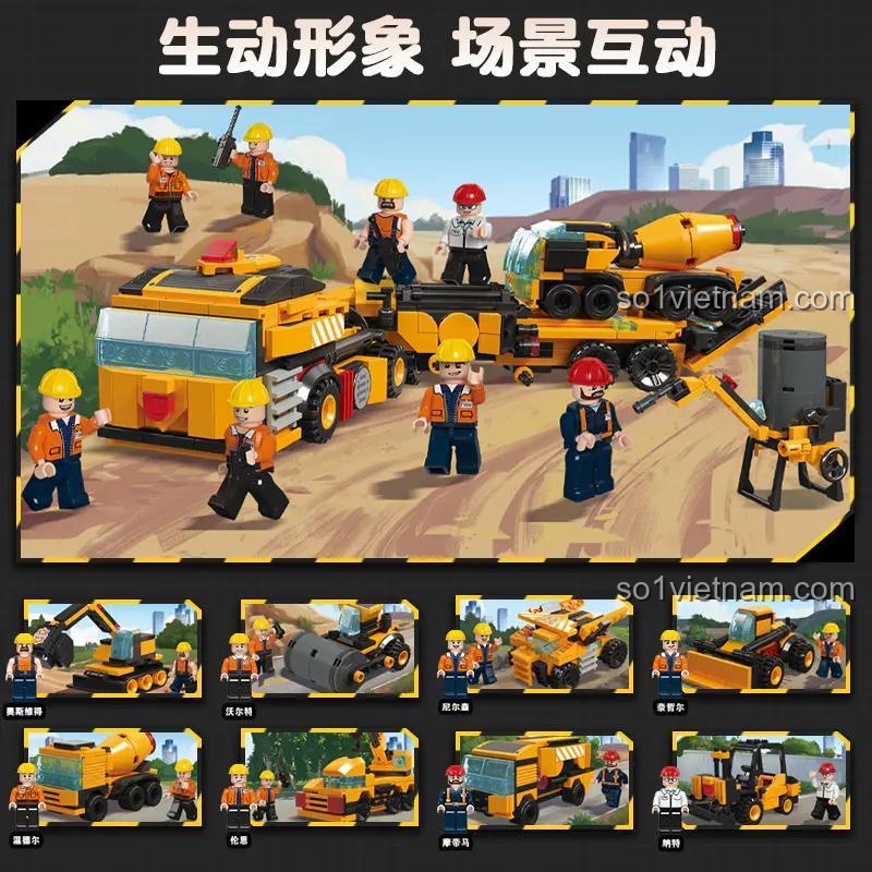 Minifigure công nhân xây dựng cho bộ JIESTAR 51009