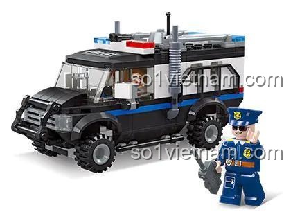 Xe cảnh sát bảo vệ JIESTAR 54113, mô hình xe bọc thép với minifigure cảnh sát, đồ chơi giáo dục STEM cho bé trai