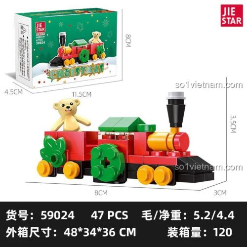 Mô hình tàu hỏa Giáng Sinh JIESTAR 59024 Bộ Lắp Ghép Giáng Sinh Merry Christmas