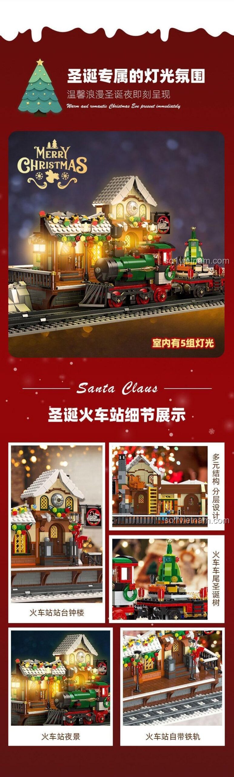 Mô hình Tàu hỏa và Nhà Ga Giáng Sinh JIESTAR 89142