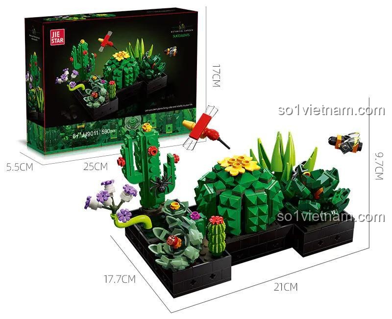 Bộ lắp ghép cây xanh JIESTAR JJ9011 mô hình thực vật 590 chi tiết cho bé 6 tuổi
