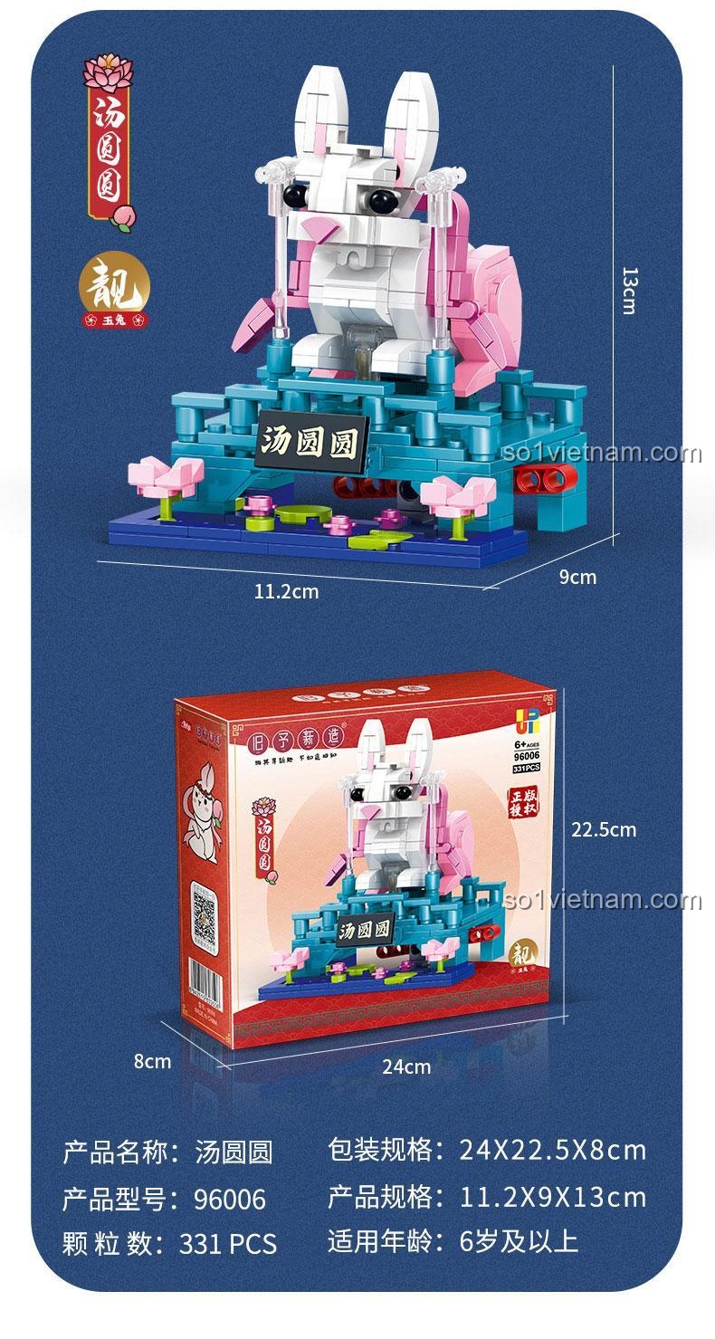 Kích thước hộp và mô hình Thỏ Ngọc "Chúc Phúc" Jian Pin JP 96006