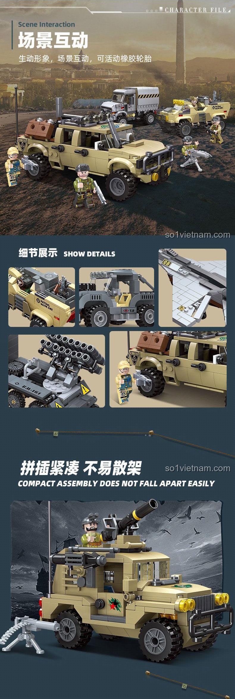 Chi tiết mô hình Xe Chiến Đấu Đặc Biệt JIE STAR 61110