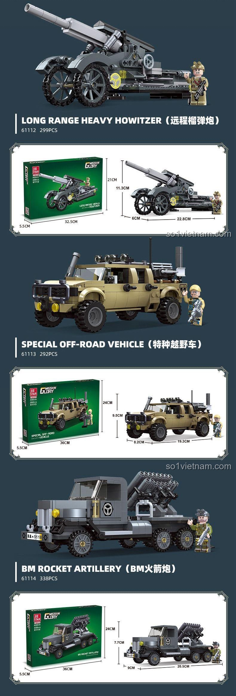 Kích thước hộp sản phẩm JIE STAR 61110 Xe Chiến Đấu Đặc Biệt