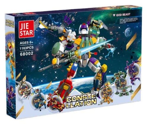 Hộp sản phẩm bộ lắp ghép JIE STAR 68002 Robot Hợp Thể Thần Thú Cung Hoàng Đạo 1163 mảnh, đồ chơi cho bé trai 6 tuổi giá rẻ.