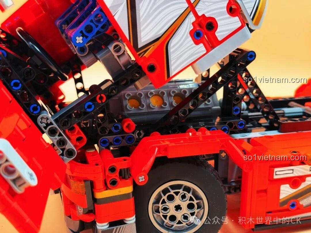 Dán decal lên bộ lắp ghép Jie Star JJ9070 Xe Đầu Kéo Scania, đồ chơi mô hình xe tải Scania.