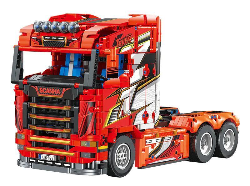 Bộ lắp ghép Jie Star JJ9070 Xe Đầu Kéo Scania 1708 chi tiết màu đỏ, mô hình xe tải Scania chất lượng cao, giá tốt cho con trai 14 tuổi.