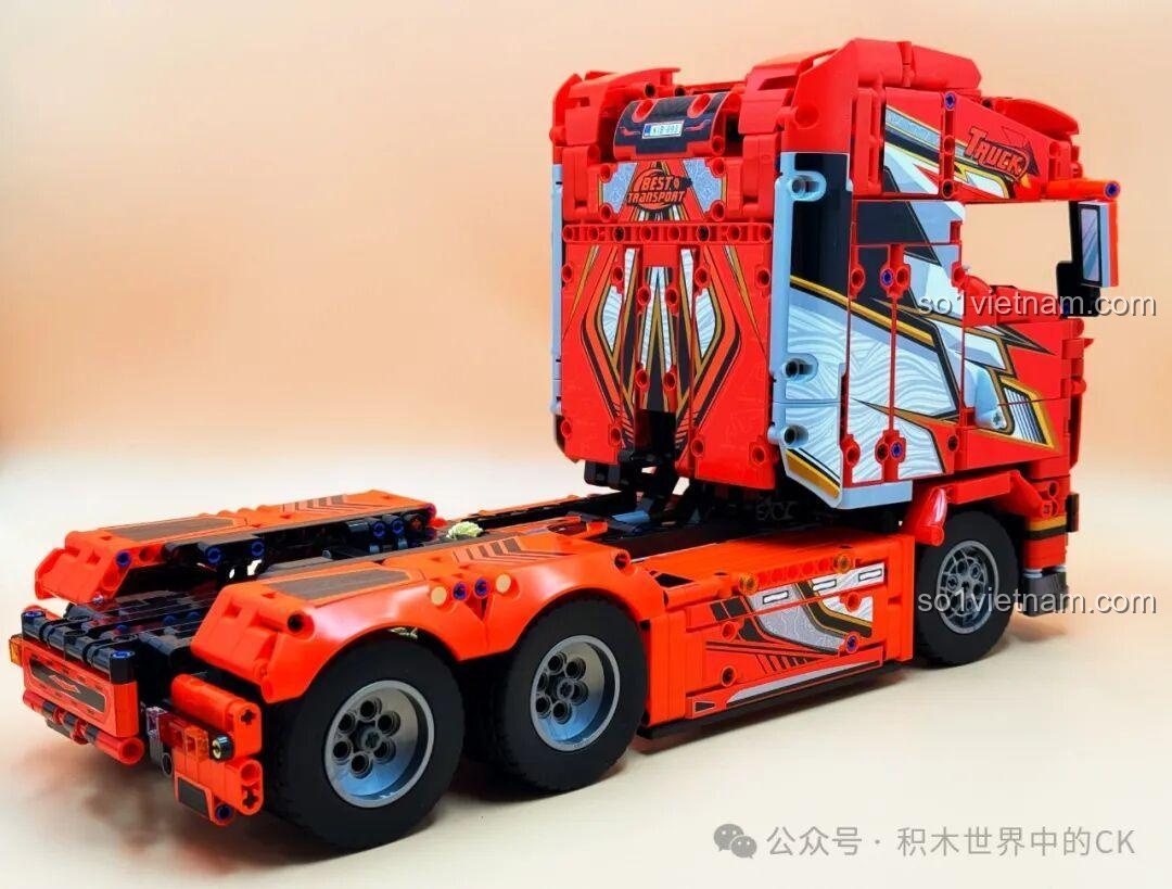 Mô hình xe đầu kéo Scania Jie Star JJ9070 đã hoàn thành, đồ chơi mô hình xe tải Scania 1708 mảnh.