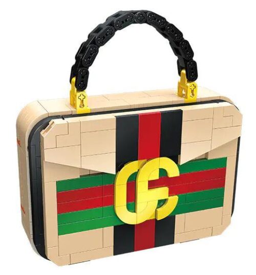 Túi Xách Thời Trang JIESTAR JJ9110 lắp ráp từ mini block, màu nâu đen đỏ xanh lá vàng, kích thước mô hình 16x5.3x17.5cm, 447 mảnh ghép, phù hợp cho bé gái 6 tuổi, món quà sáng tạo