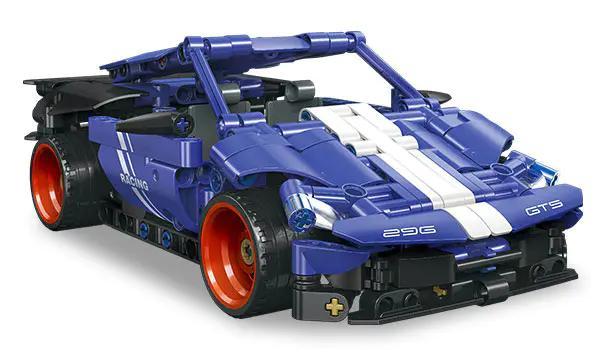 Mô hình xe Ferrari 296 màu xanh dương JIE STAR 58117, bộ lắp ghép xe thể thao, đồ chơi kỹ thuật cho bé 6 tuổi, động cơ kéo lùi, 314 mảnh ghép